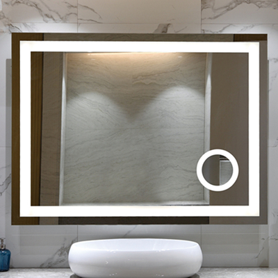 Led lighted bathroom mirror with 5x magnifying