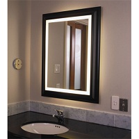 Black wood frame LED mirror