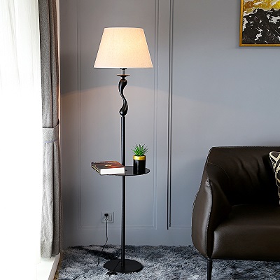 Black Floor Lamp With Table