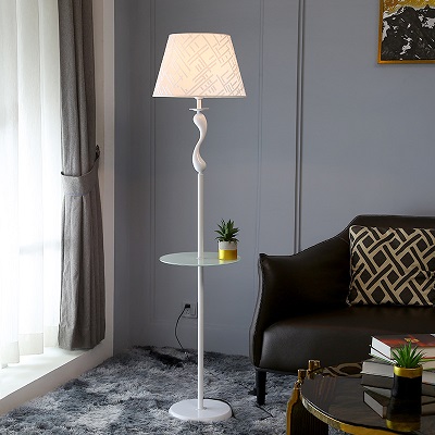 White Floor Lamp With Table