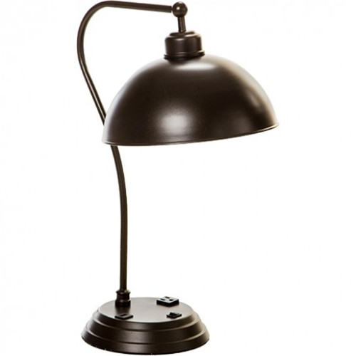 Metal desk lamp with USB port and outlet
