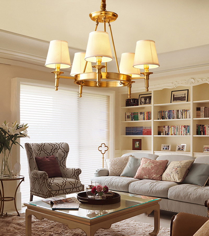 5-Light chandelier with fabric shades