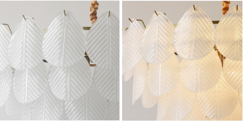 Contemporary glass leaf chandelier