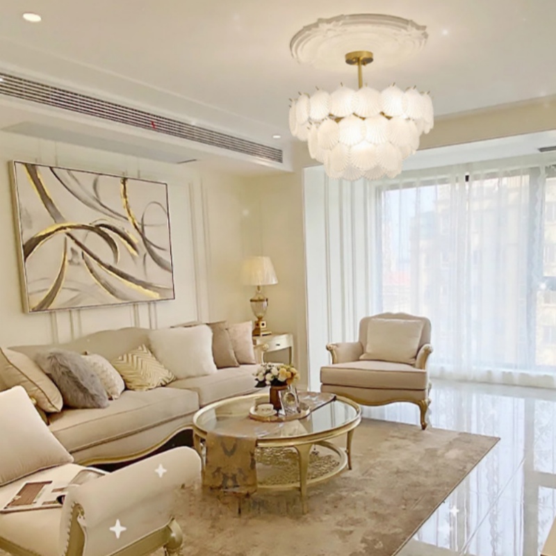Modern luxury gold glass chandelier for living room