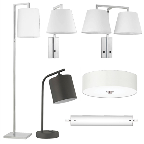 Brushed nickel hotel lamps