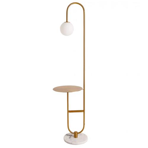 Frosted glass globe floor lamp with table