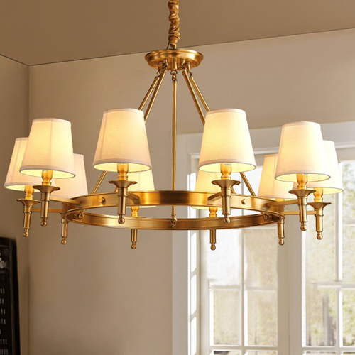 8 Light chandelier with fabric shades