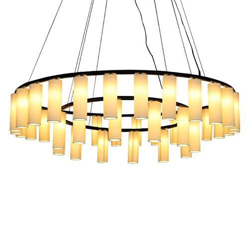 Large black chandelier with shades
