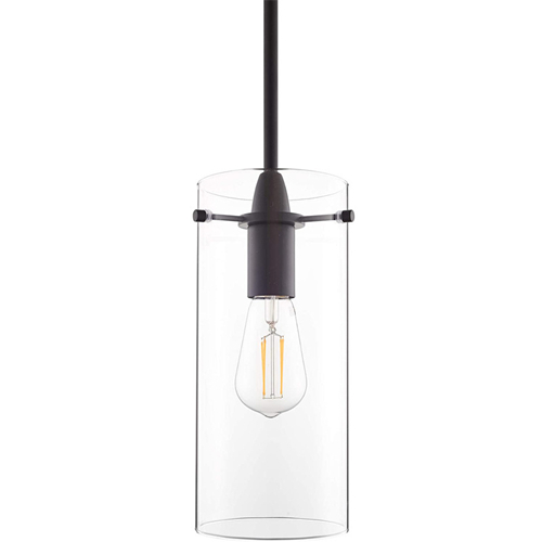 Black glass cylinder pendant light