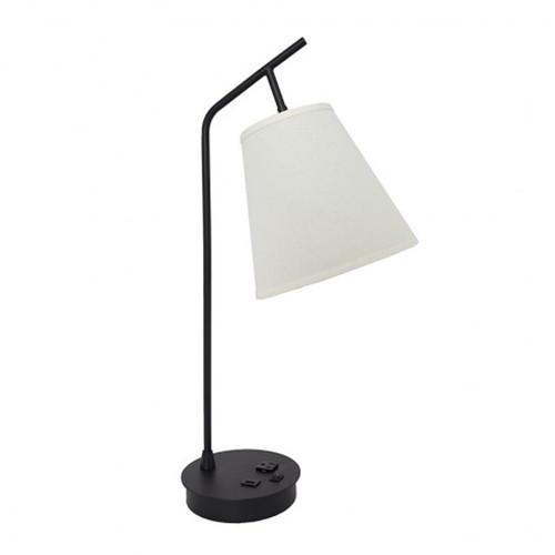 Black desk lamp with USB and outlet