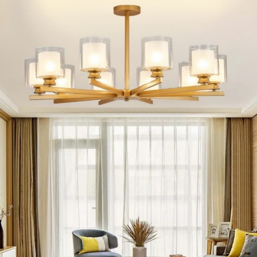 10 Light chandelier with glass shades