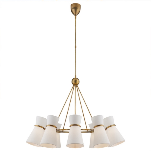 8 Light chandelier with white shades