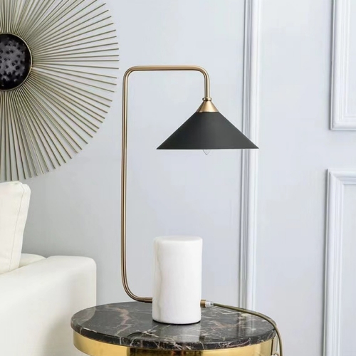 Gold and black desk lamp with marble base