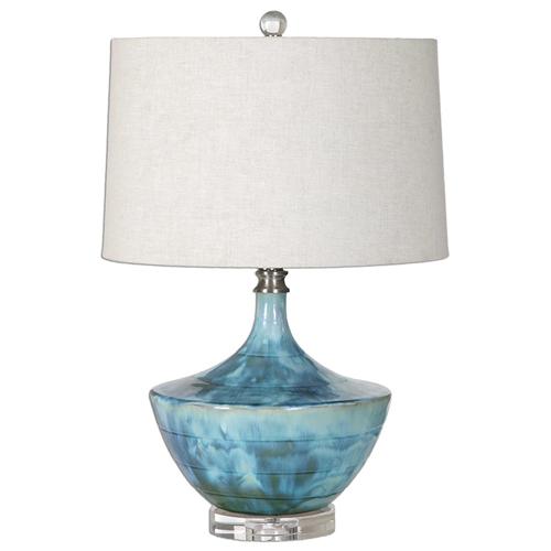 Blue and white ceramic table lamp
