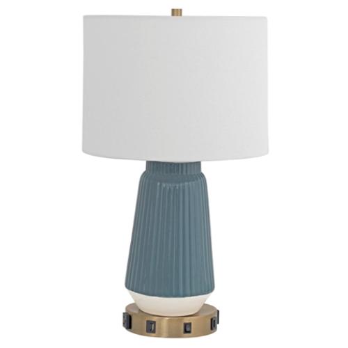 Hotel table lamp with outlets and USB ports